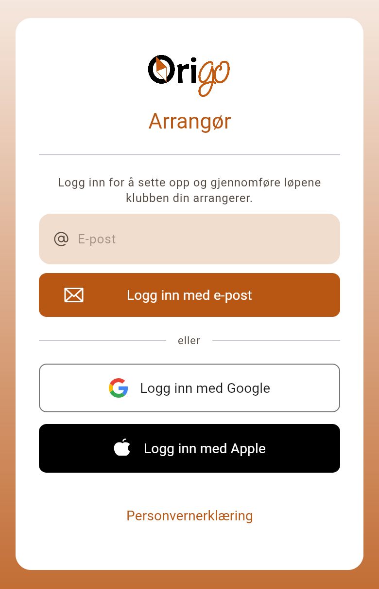 Arrangørappen i nettleseren