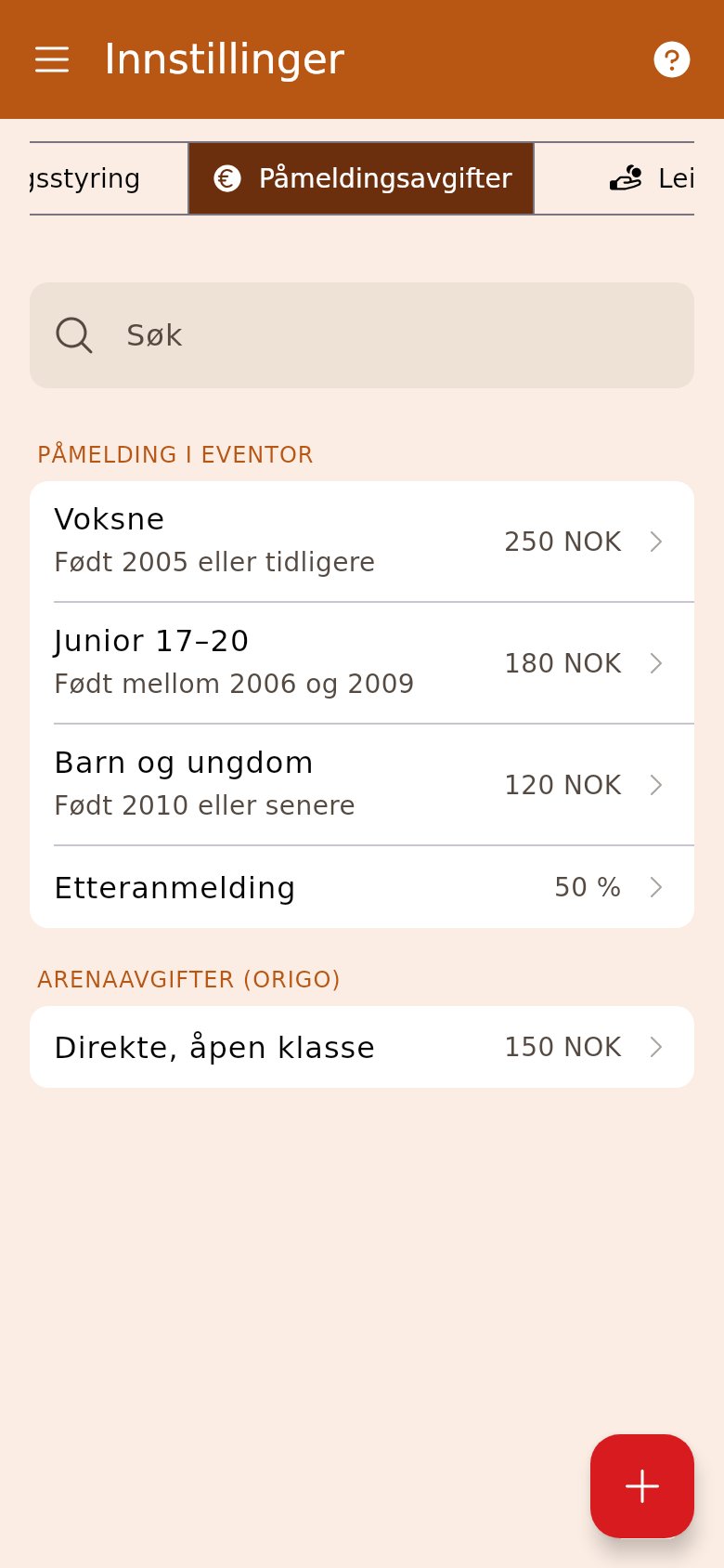 Påmeldingsavgifter