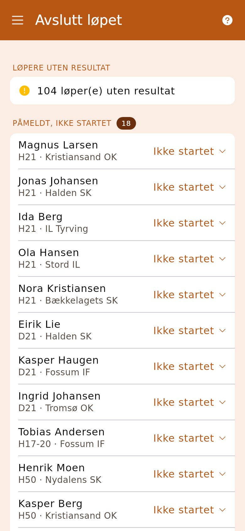 Avslutt løpet