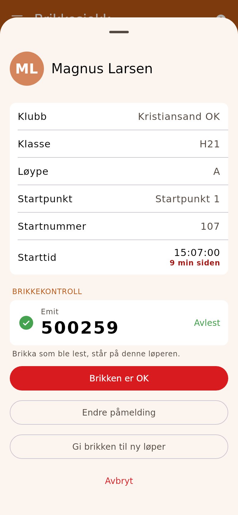 En løper i brikkesjekken