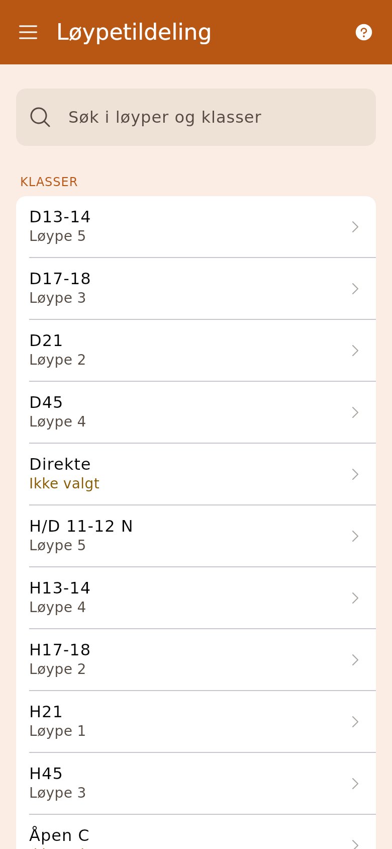 Modulen Løypetildeling