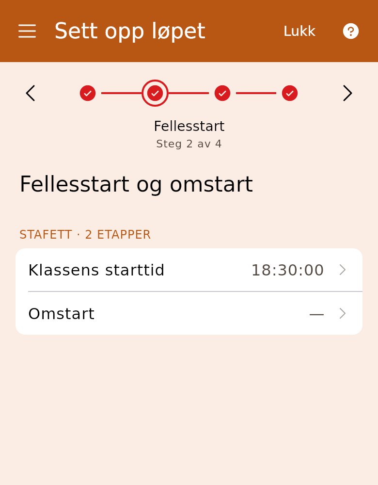 Fellesstart og omstart per klasse