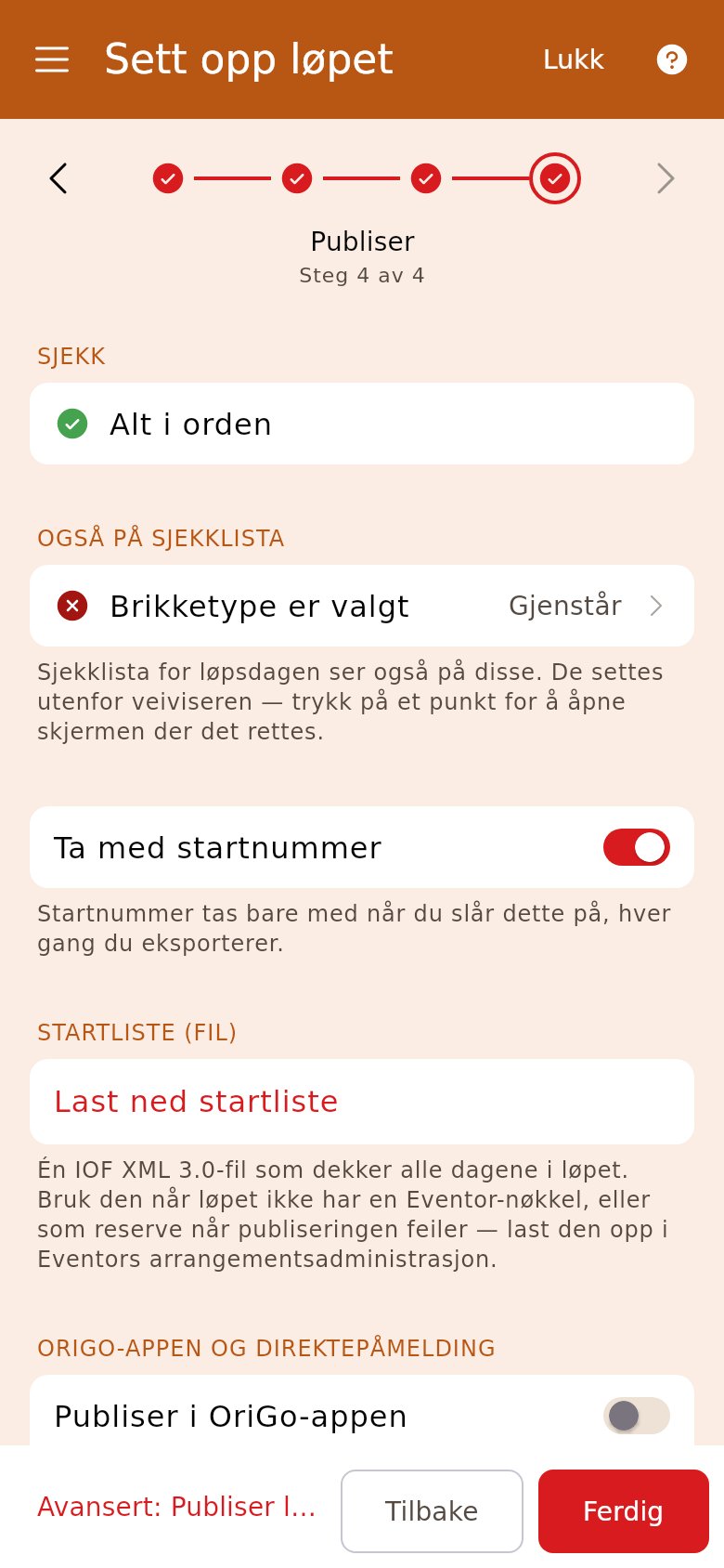 Publiser-steget på en stafett