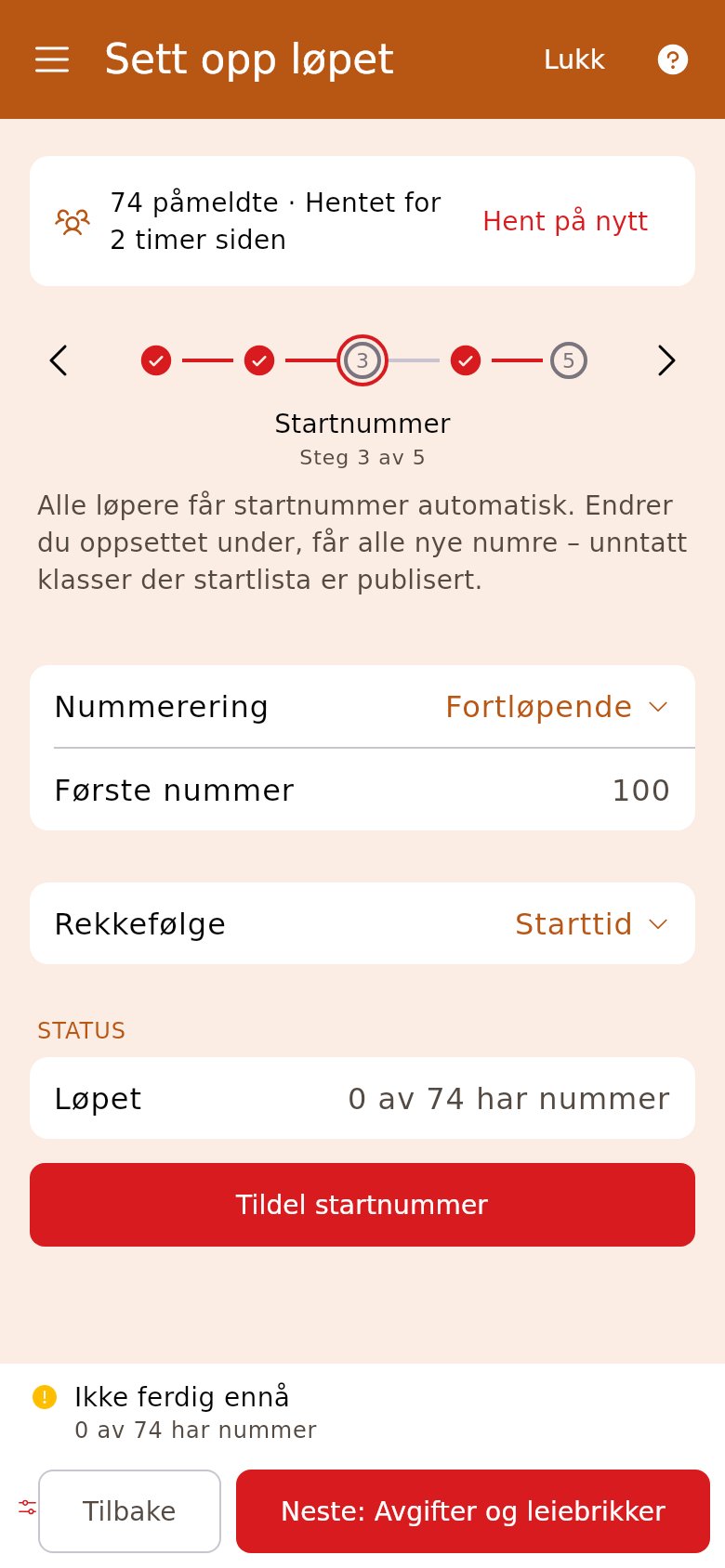 Startnummer-steget
