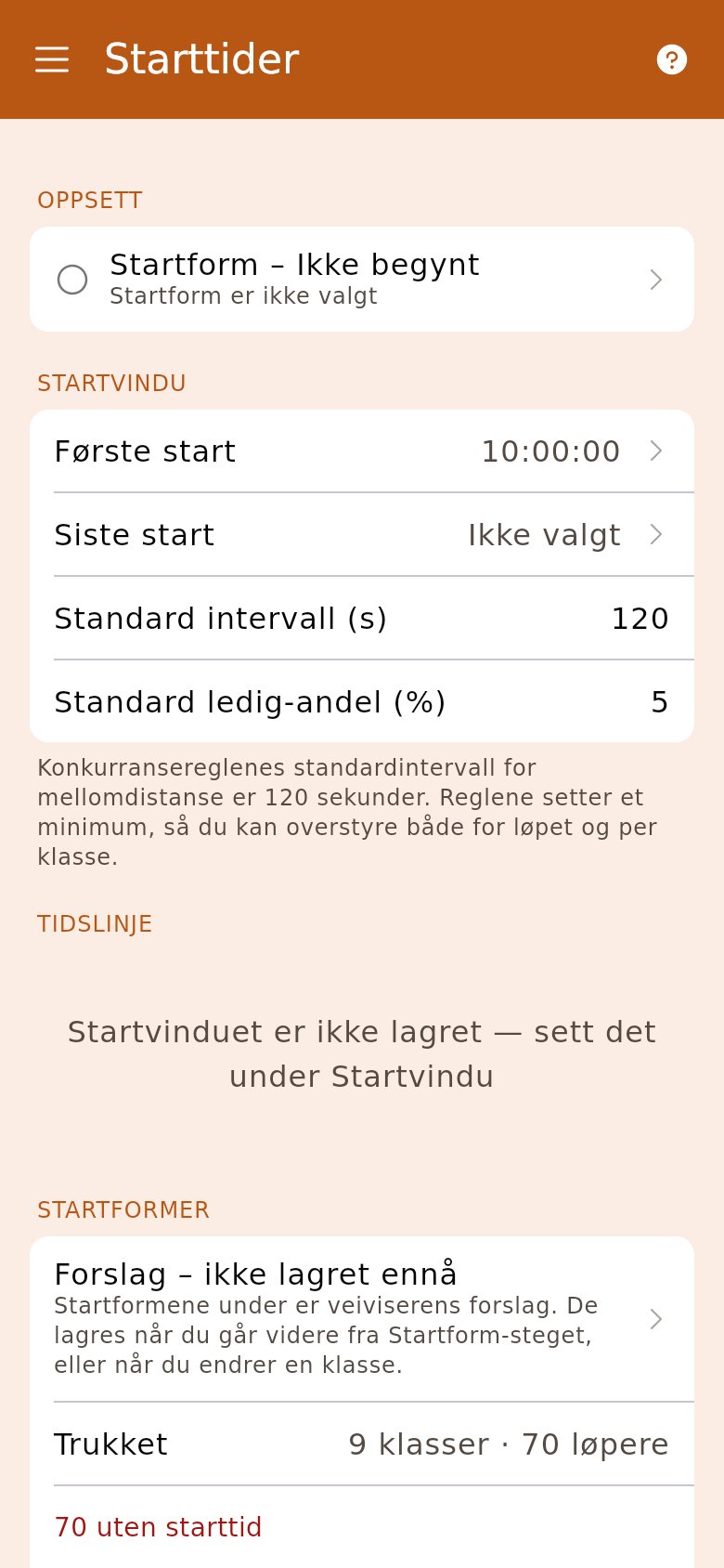 Modulen Starttider