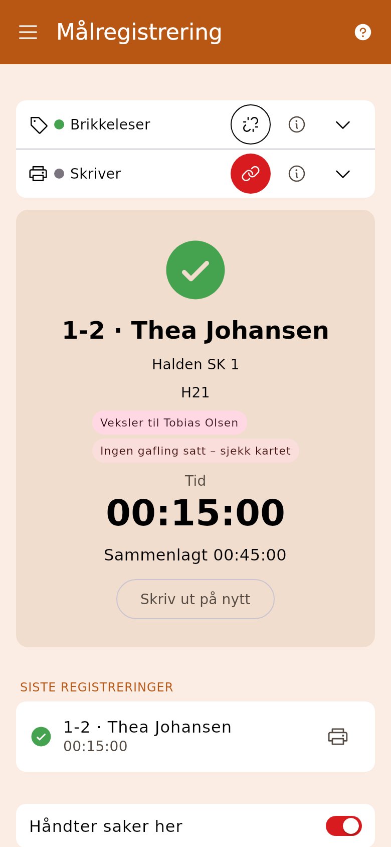 Stafettløper i mål