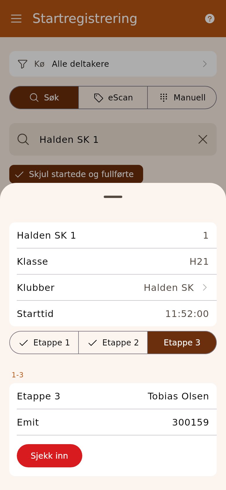 Lagets ark på start