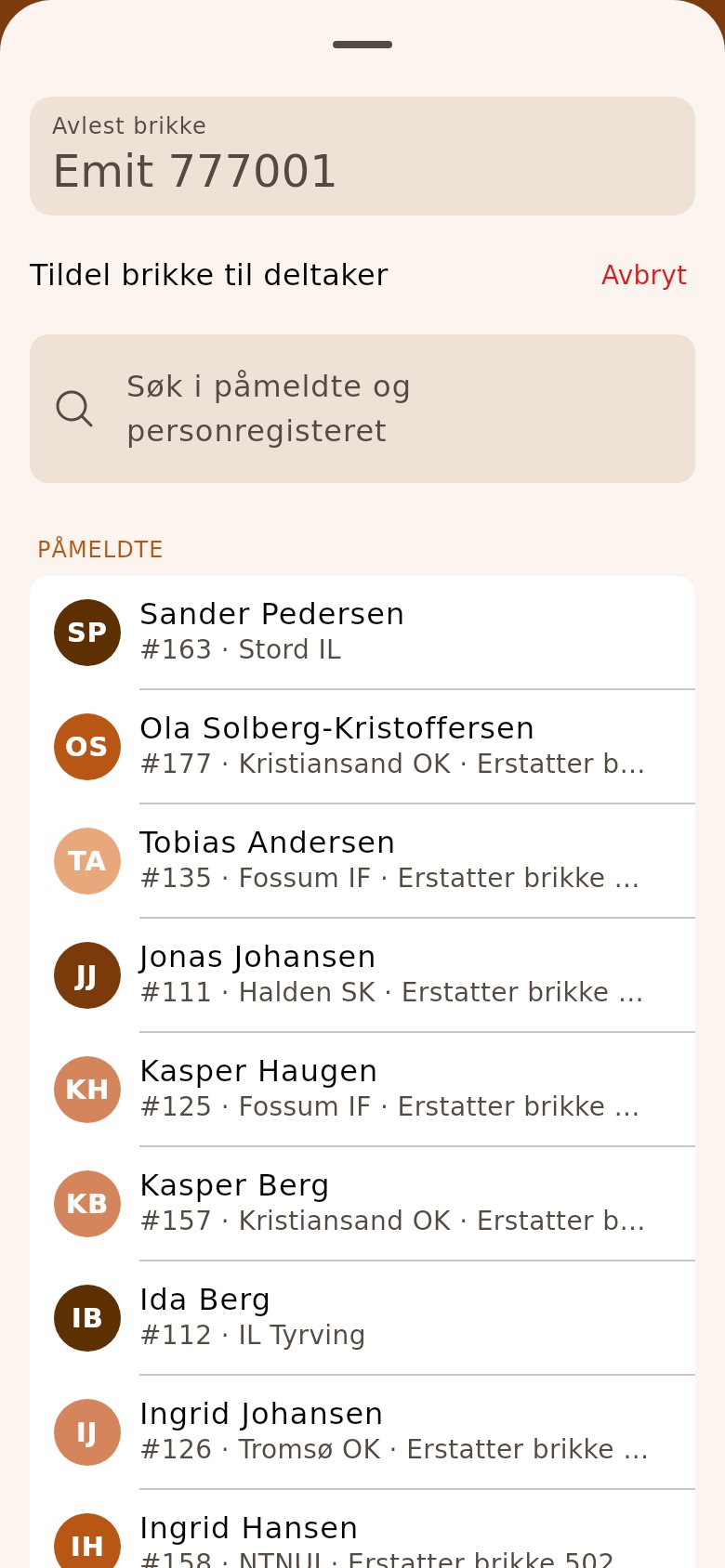 En ukjent brikke lest på start