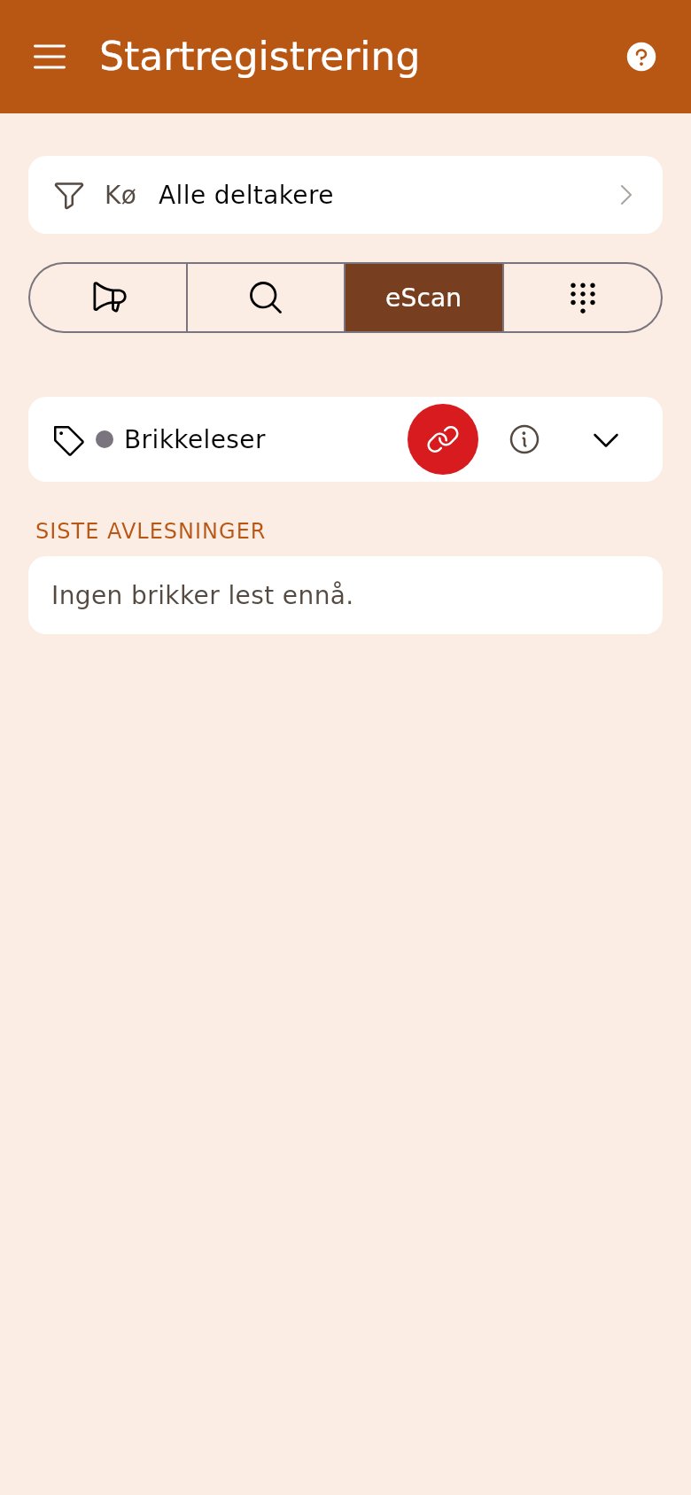 Brikkelesermodus som venter på en brikke