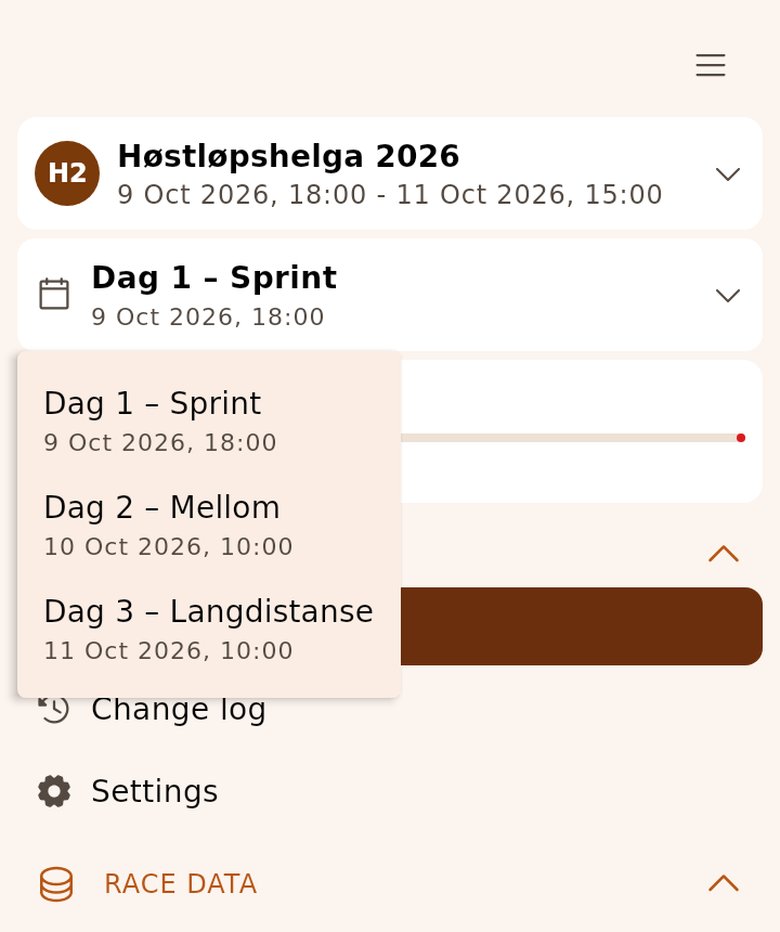 The day selector in the side menu
