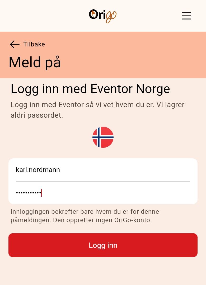 Innlogging med Eventor