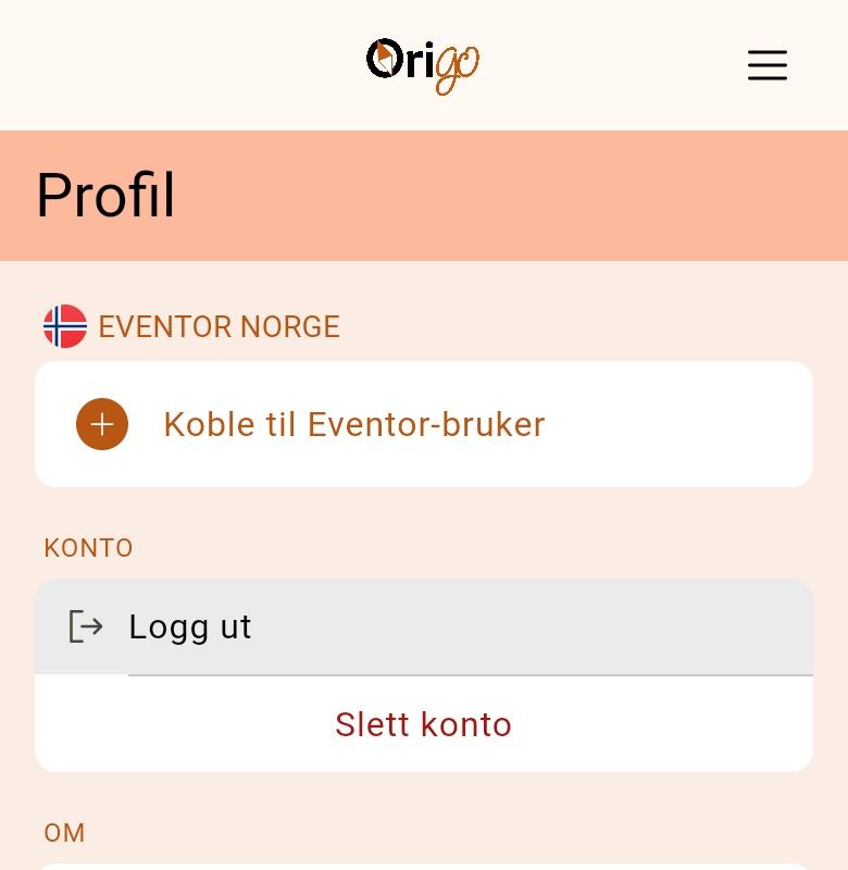 Profilsida etter innlogging