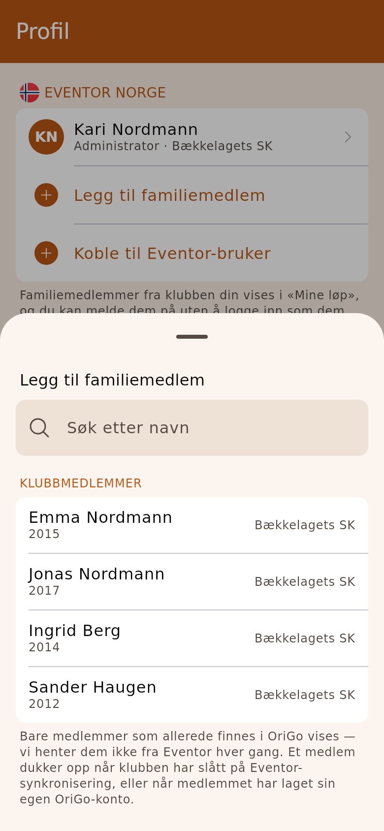 Klubblista med klubbmedlemmene