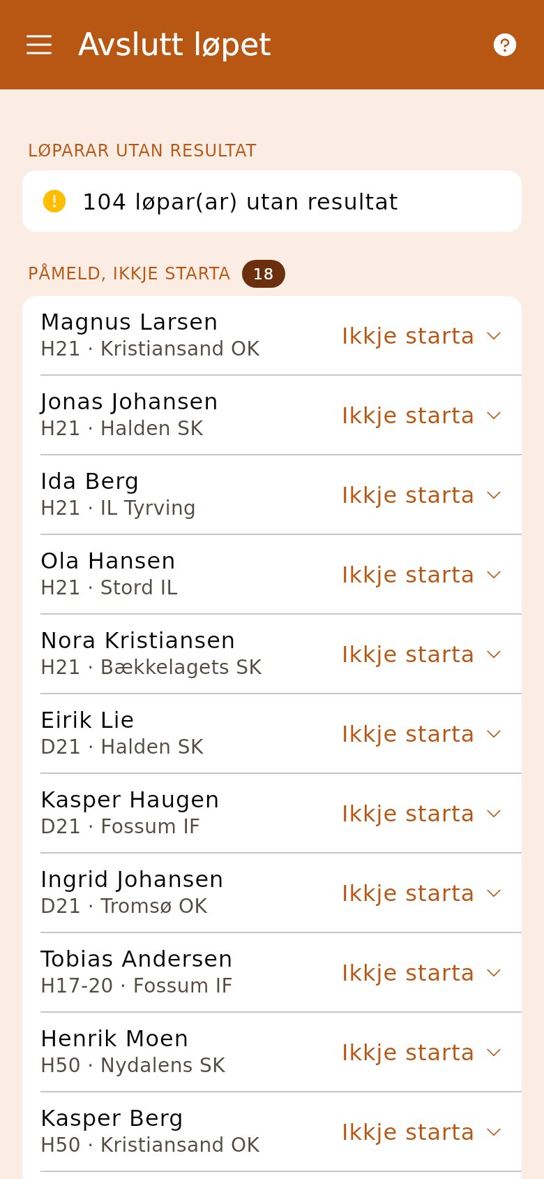 Avslutt løpet