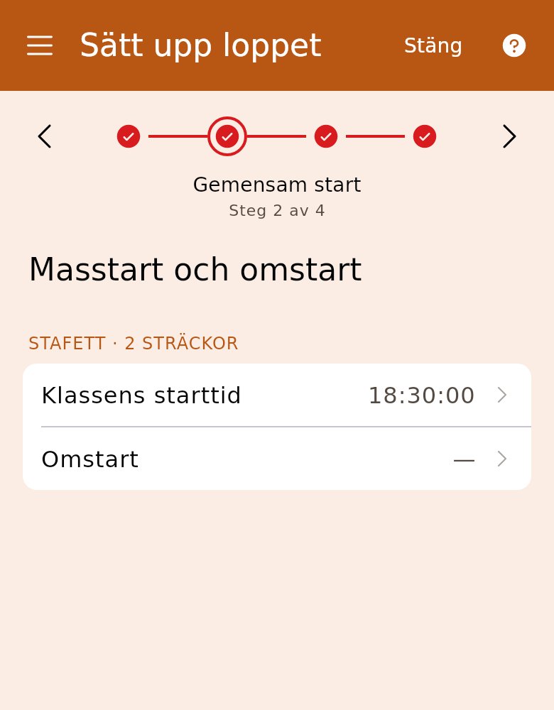 Gemensam start och omstart per klass